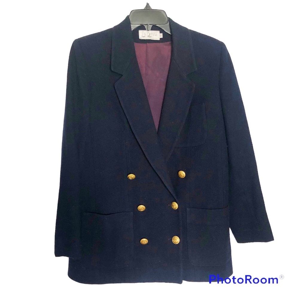 VTG La Bonne classic prep doublebreasted blue wool
blazer US made nautical vibes